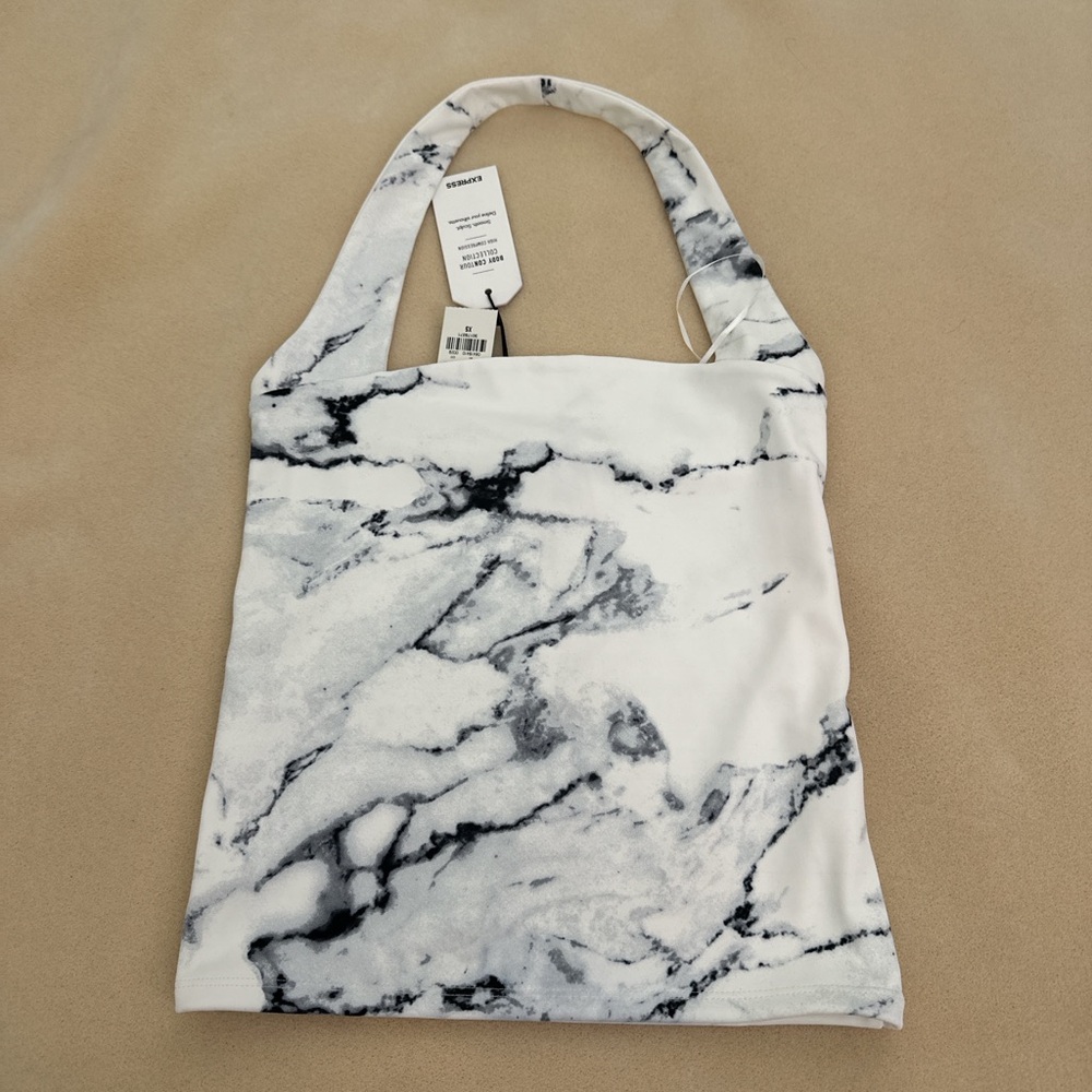 Express Marble-Print Halter Top